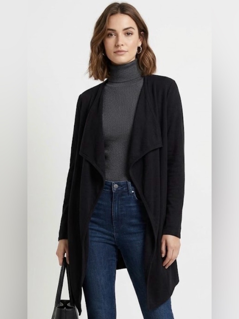 Tory Burch Black Draped Open-Front Cardigan